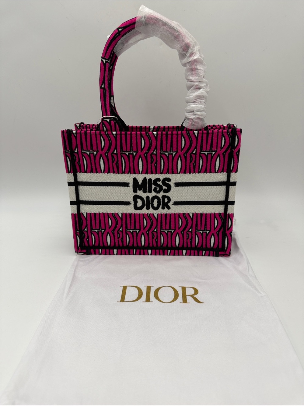 Miss D Pink Logo Embroidered  Canvas Small Book Tote